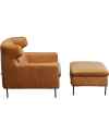 Кресло с пуфом Quinn Low Leather Light Brown