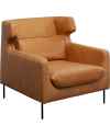 Кресло с пуфом Quinn Low Leather Light Brown
