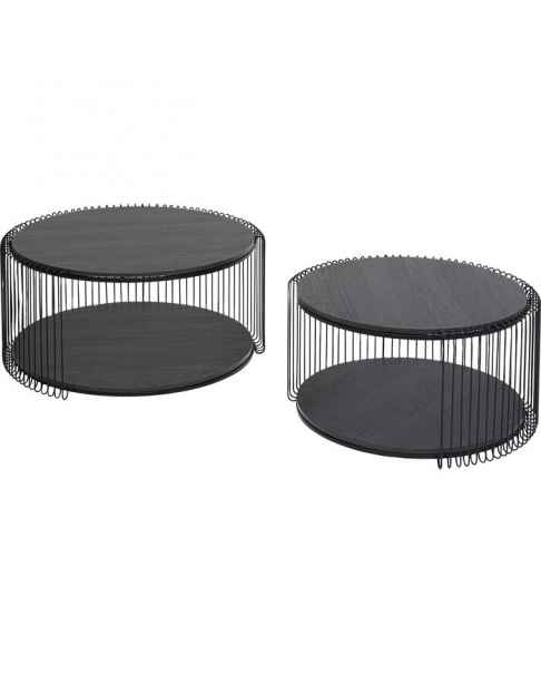Кофейный столик Wire Double Black Wood (2/Set)