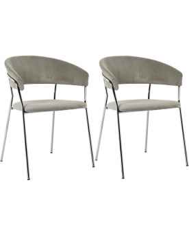 Стул с подлокотниками Belle Cord Beige Chrome (2/Set)