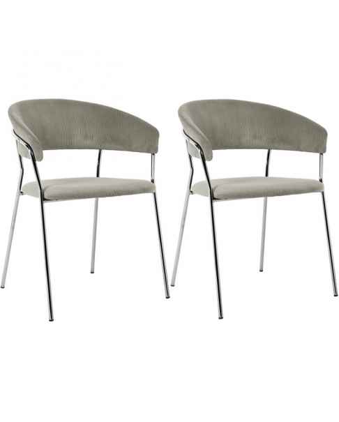 Стул с подлокотниками Belle Cord Beige Chrome (2/Set)
