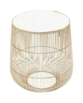 Приставной столик Beam White Marble Brass Ø32cm