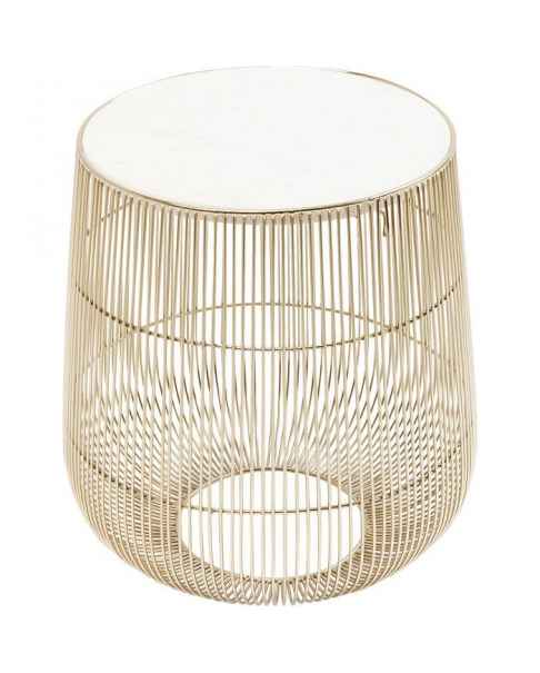 Приставной столик Beam White Marble Brass Ø32cm