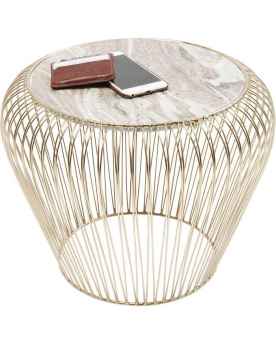 Приставной столик Beam Grey Marble Brass Ø43cm