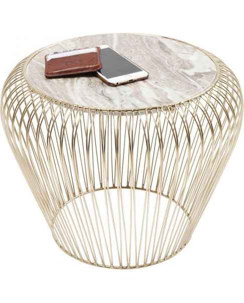 Приставной столик Beam Grey Marble Brass Ø43cm