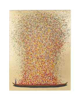 Картина Flower Boat Gold Red 100x80cm