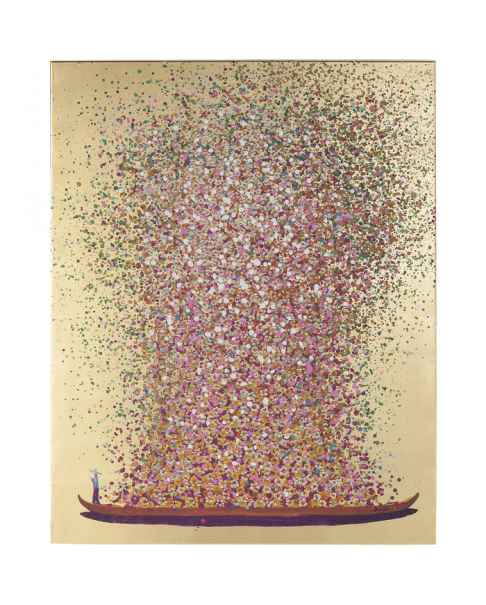 Картина Flower Boat Gold Pink 160x120cm