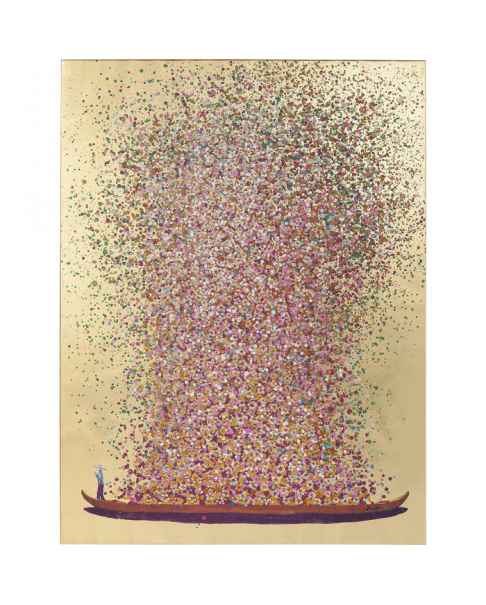 Картина Flower Boat Gold Pink 100x80cm