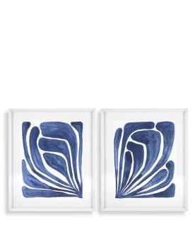 Картина Blue stylized leaf set of 2